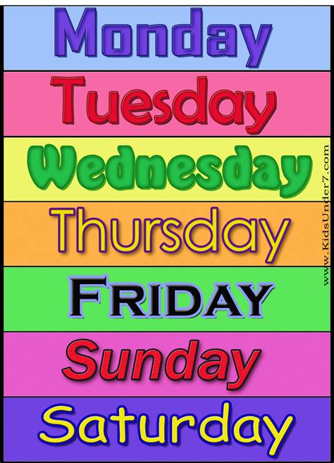 7 days of the week flashcards|days of the week flashcards.